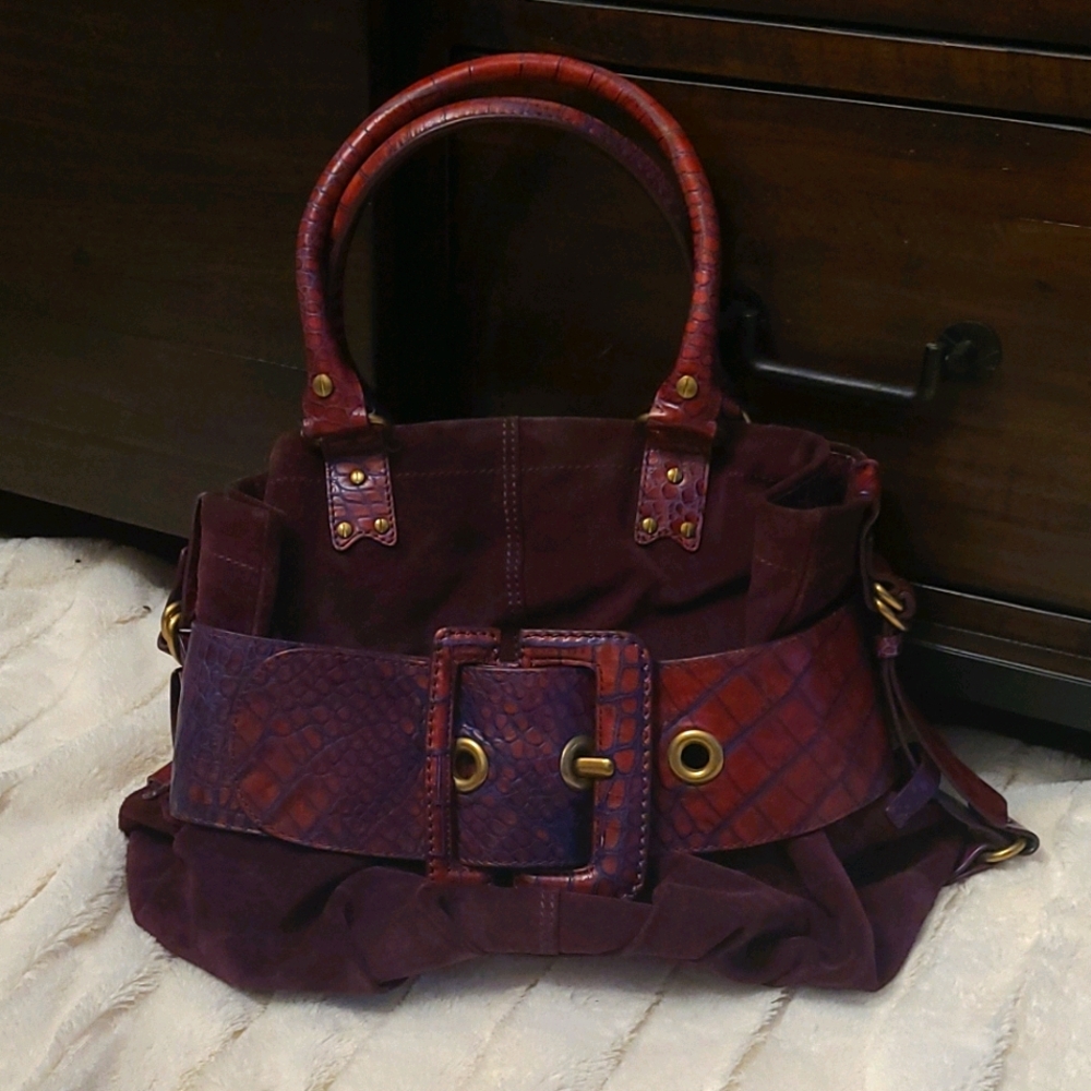 Cole Haan G Series Burgundy Suede Croc Buckle